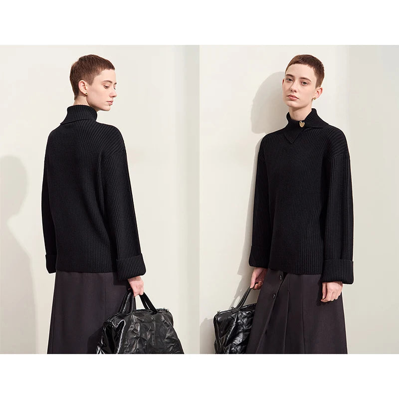អាវយឺត Amii Minimalism សម្រាប់នារី បុណ្យណូអែល ឆ្នាំ២០២៦ រដូវរងា អាវប៉ាក់ អាវដៃវែងសម្រាប់នារី អាវយឺតរលុង ងាយស្រួលប្រើ 12423046