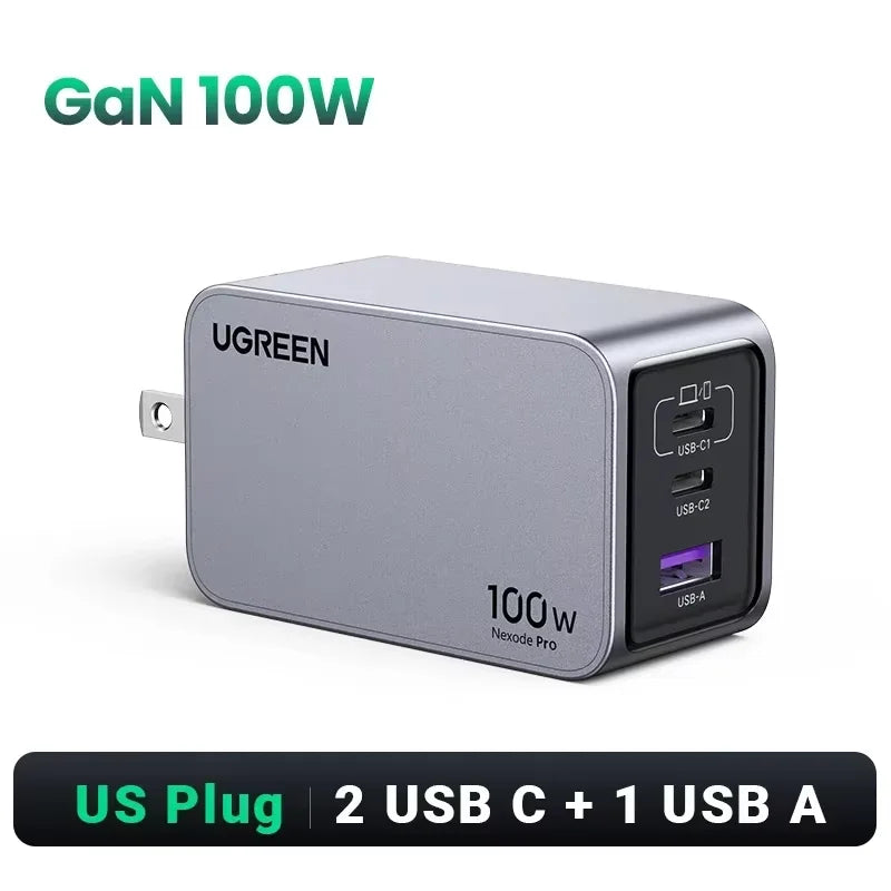 UGREEN 100W GaN Charger USB C Charger QC4.0 3.0 Quick Charge For Macbook Laptop Tablet PD Fast Charger For iPhone 18 17 16 Pro