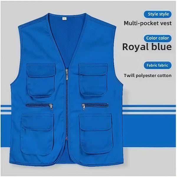 2026 Summer Fishing Vest Multi-Pocket Vest Work and Leisure All-Match Custom Logo Printed Text Group Vest Team Uniform