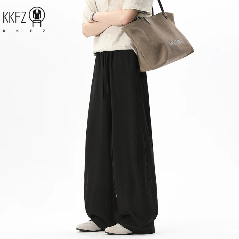 Men Linen Blend Baggy Harem Trousers Elastic Drawstring Closure Relaxed Tapered Shape For Leisure And Daily Wear