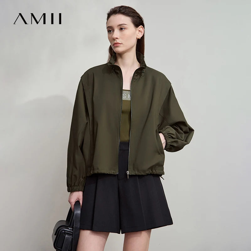 អាវធំ AMII សម្រាប់នារី រដូវស្លឹកឈើជ្រុះ ឆ្នាំ២០២៥ អាវធំ និងអាវក្រៅការិយាល័យ កប្បាសរលុង ដៃអាវវែង ដៃអាវវែង 12543035
