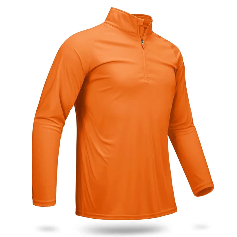 TACVASEN UPF 50+ T-shirts Men's 1/4 Zip UV Protection Long Sleeve T Shirts Fishing Hiking Performance Tee Shirts Pullover Tops