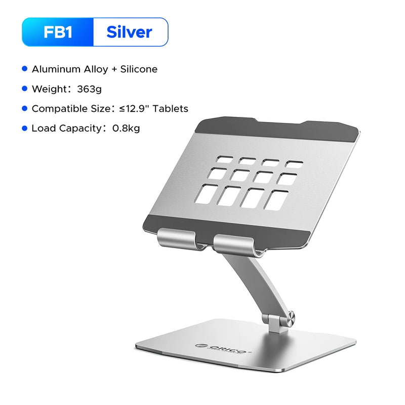 ORICO Multi-angle Adjustable Aluminum Tablet Stand Ergonomic Foldable Suitable for 12.9 Inch and Below Tablets