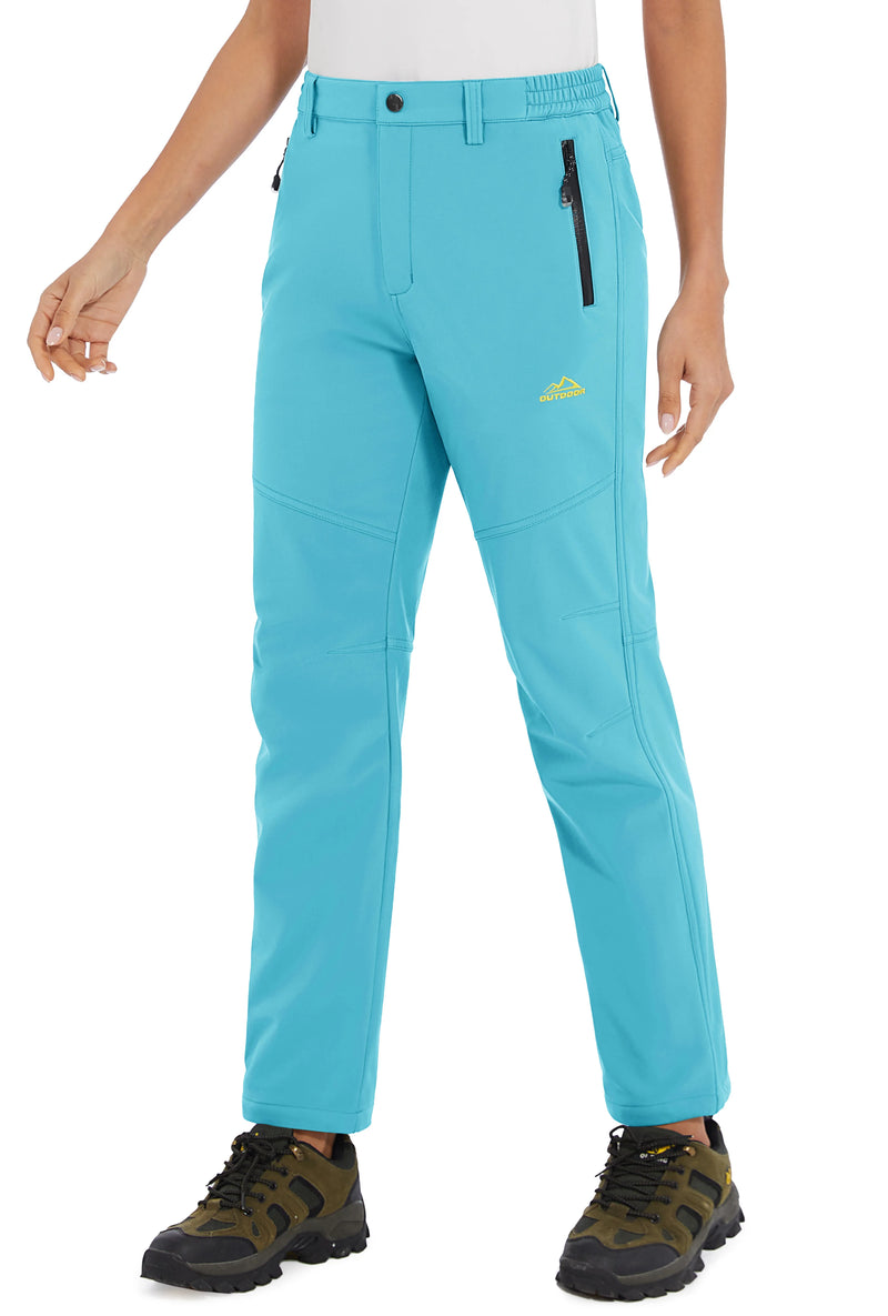 TACVASEN Womens Winter Waterproof pants Fleece Lined  Softshell Trousers With Zipper Pockets Thermal Cargo Outdoor Ski Pants