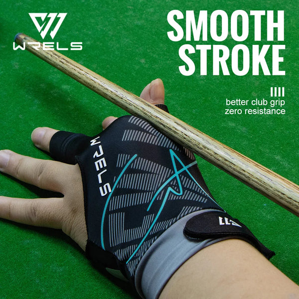 WRELS 1pc Left Hand Billiards Glove Three Finger Snooker Billiard Glove Non Slip Stickers Elasticity Billiard Training Gloves