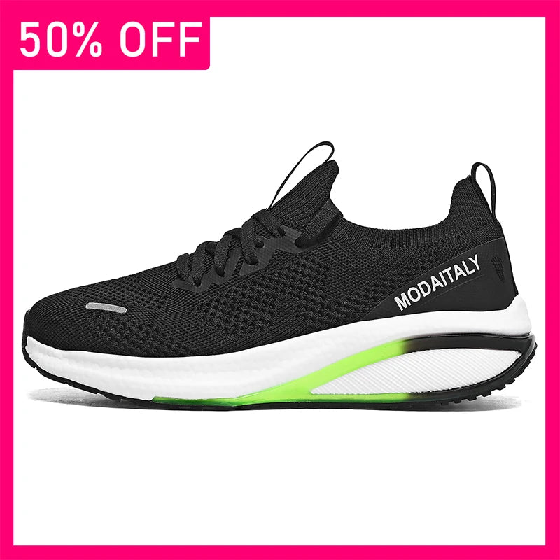 Men Sports Shoes Breathable Mesh Light Thick Sole Anti Slip Spring Casual Running Shoes 2026 New Fashion Lace Up Tennis Shoes