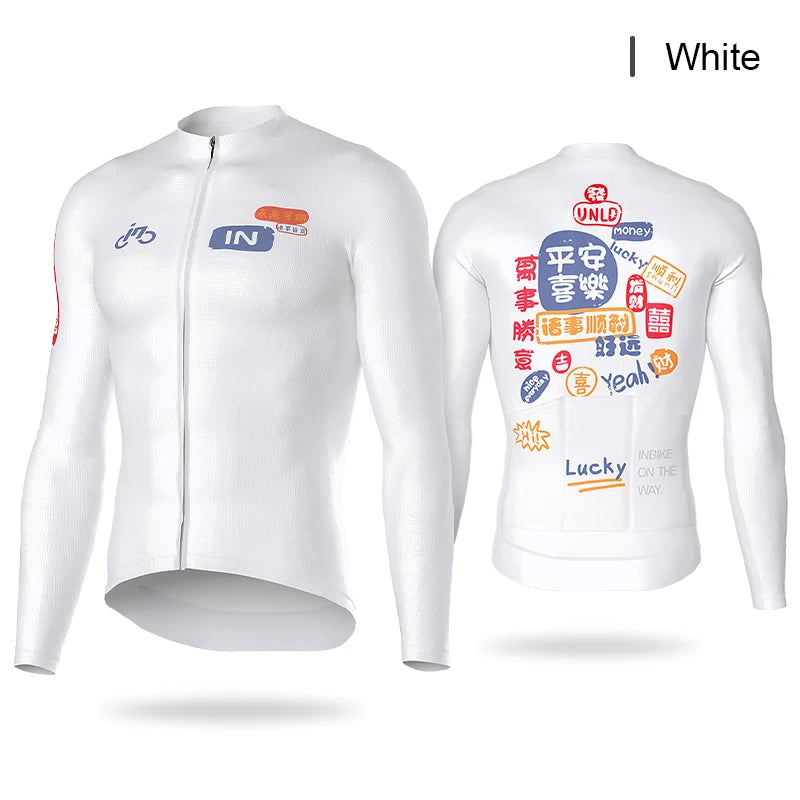 INBIKE MTB Bike Jersey Long Sleeve for Men Biking Clothing Bicycle Men's Cycling Shirts Road Mountain Full Zipper with 3 Pockets