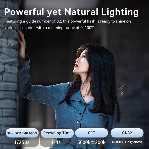 ភ្លើង Flash Ulanzi F32 សម្រាប់កាមេរ៉ា SPEEDLITE GN32 ឥតខ្សែ សម្រាប់កាមេរ៉ា Sony Canon Nikon Panasonic Olympus DSLR