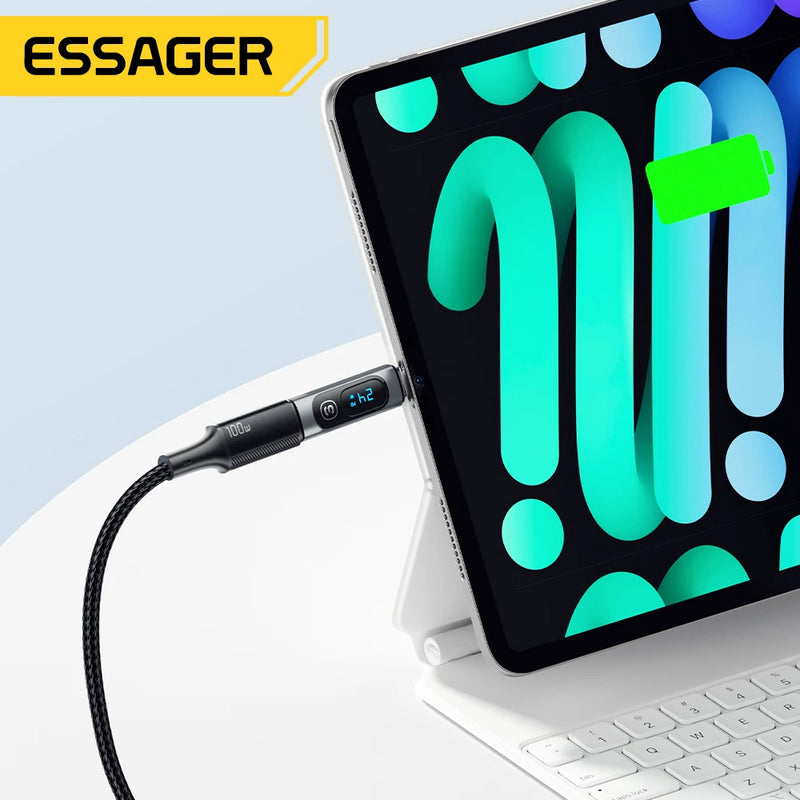 អាដាប់ទ័រ USB C Essager 240W ប្រភេទ C ទៅ USB C 3.0 2.0 ឧបករណ៍ភ្ជាប់ OTG អាដាប់ទ័រទិន្នន័យអេក្រង់ឌីជីថល 100W សម្រាប់ Macbook Pro Air Samsung