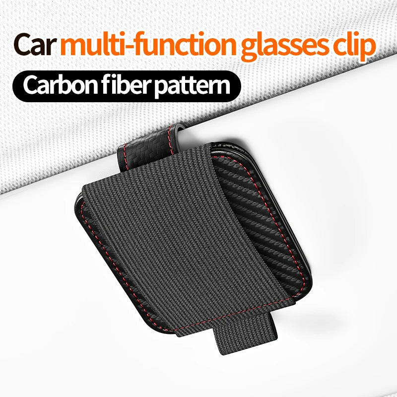 SEAMETAL Car Sun Visor Sunglasses Clip Holder Elastic Eyeglasses Hanger Card Ticket Organizer Pen Holder for Car Accessories