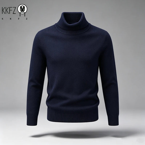 New Arrival Mens Turtleneck Knit Sweater Thick Soft Fine Knit Material Slim Cut Long Sleeve Autumn Winter Outer Tops