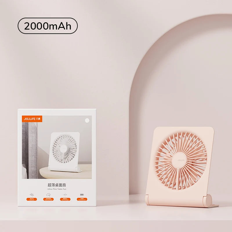 JISULIFE Mini Portable Fan Desktop Fan USB Charging Quiet Foldable Hanging Standing Cooling Fan for Travel Office Home