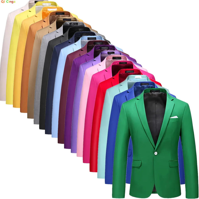 Bright Green Single Button Men's Blazer, Asian Size Slim Suit Jacket, Wedding Dress Coat, White and Black Tops.