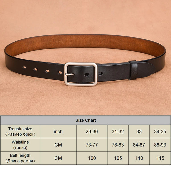 VATLTY 95cm-115cm Women's Leather Belt 33mm Natural Cowhide Alloy Silver Buckle Unisex Brown Belt Fashion Trousers Girdle Male