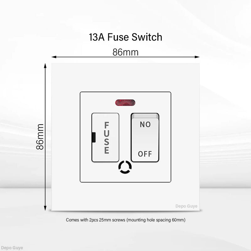 UK 13A Wall Socket with USB Type C 18W Quick Charge Power Outlet,Universal Electrical  Wall Light Switch Dual 3-pin Socket 220V