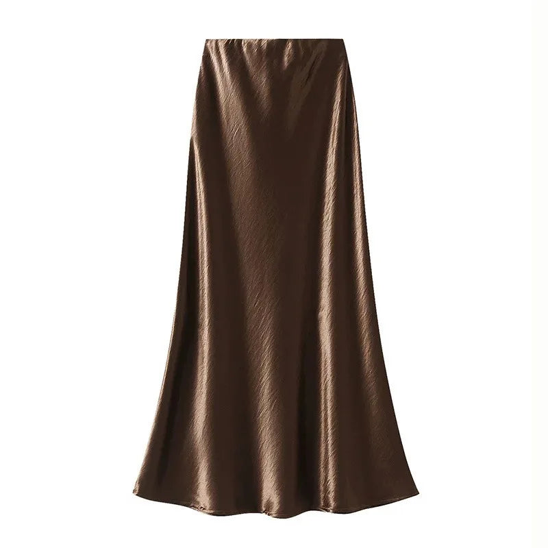 New Fall for Women: Black Glossy Pencil Skirt, Light Purple High-waisted Fishtail Skirts, Available in Beige, Gray, Brown, Red.