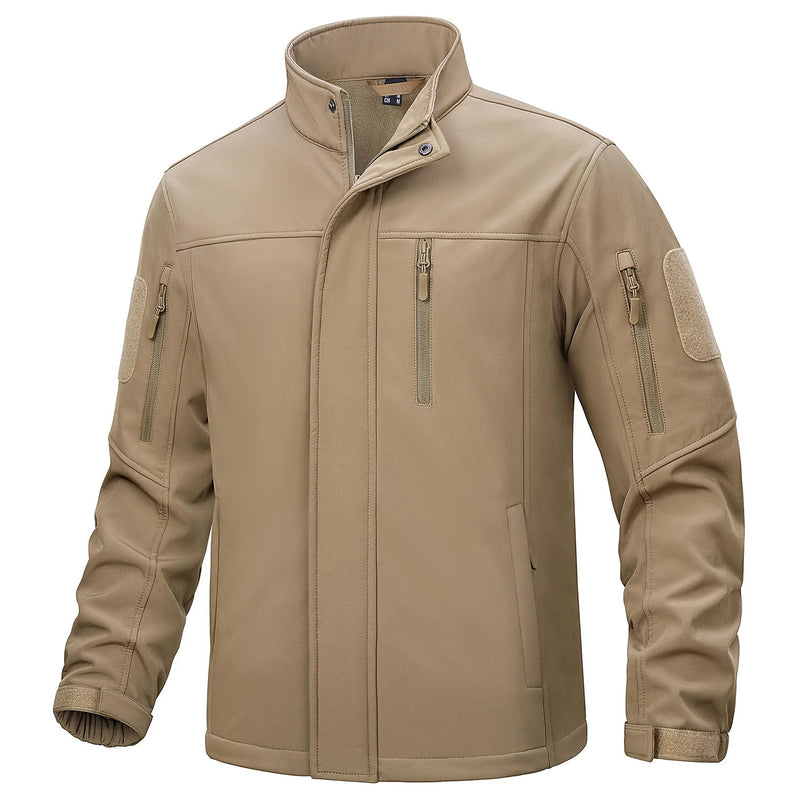 TACVASEN Full Zip Softshell Jacket Men's Waterproof Fleece Jacket Windproof Outdoor Hiking Jacket Work Coat Outwear Windbreaker