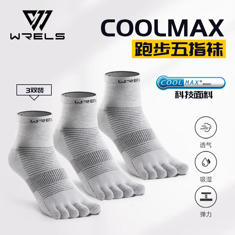 WRELS 1/3pair Toe Sock Coolmax Five Finger Running Riding Cycling Basketball Sport Moisture Wicking Sock Quick Dry Sports Socks