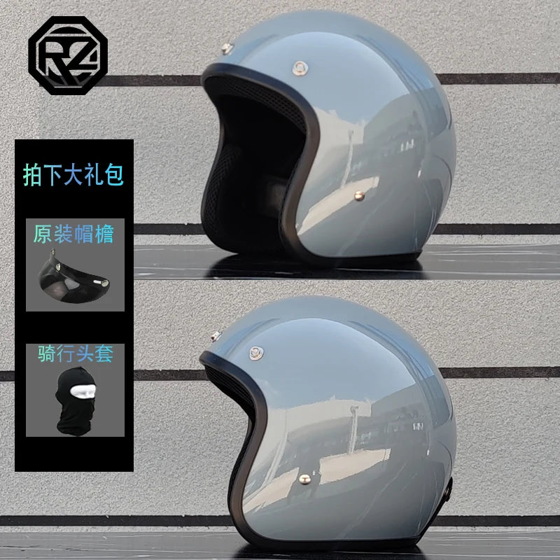 ORZ motorcycle retro helmet 3/4 motorcycle half helmet suitable for both men and women, lightweight small helmet body capacete