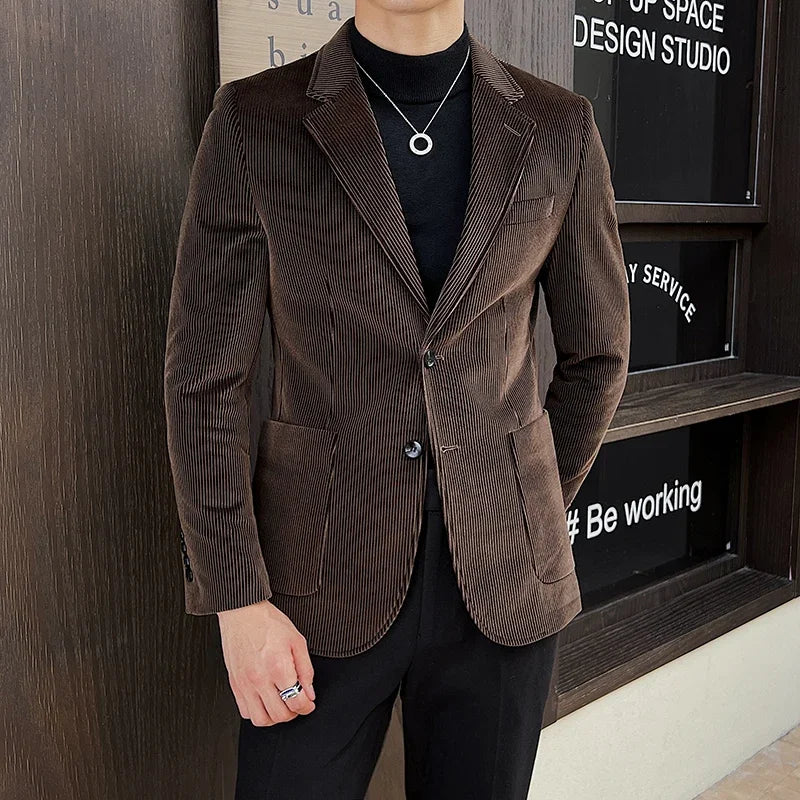 Luxury Men's Solid Color Fashion Jacket Elegant British Wedding Suit Spring and Autumn Men's Jacket