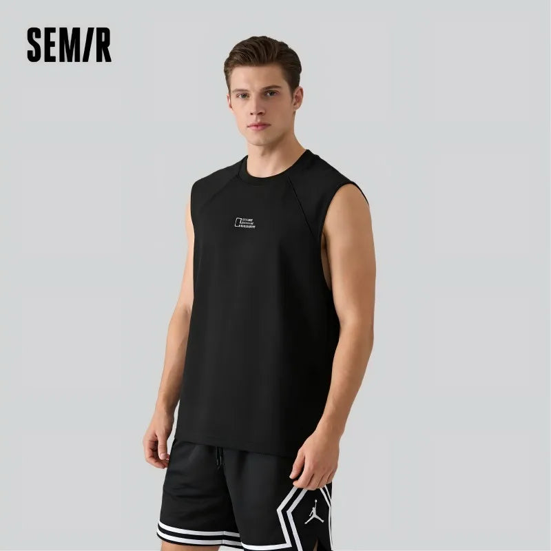 Semir Mens Vest 2026 Loose Fit Letter Printed Knitted Waistcoat Moisture Wicking Quick Dry Casual Style Soft Daily Wear Tops