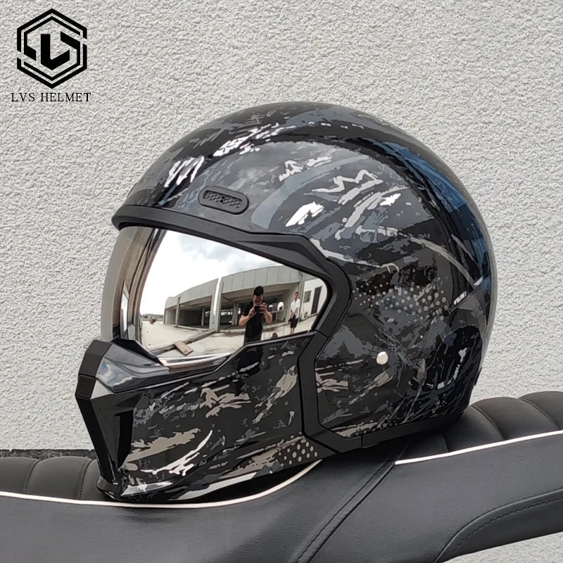 DOT approves adult retro motorcycle helmet modular detachable combination full helmet detachable semi covered pilot helmet