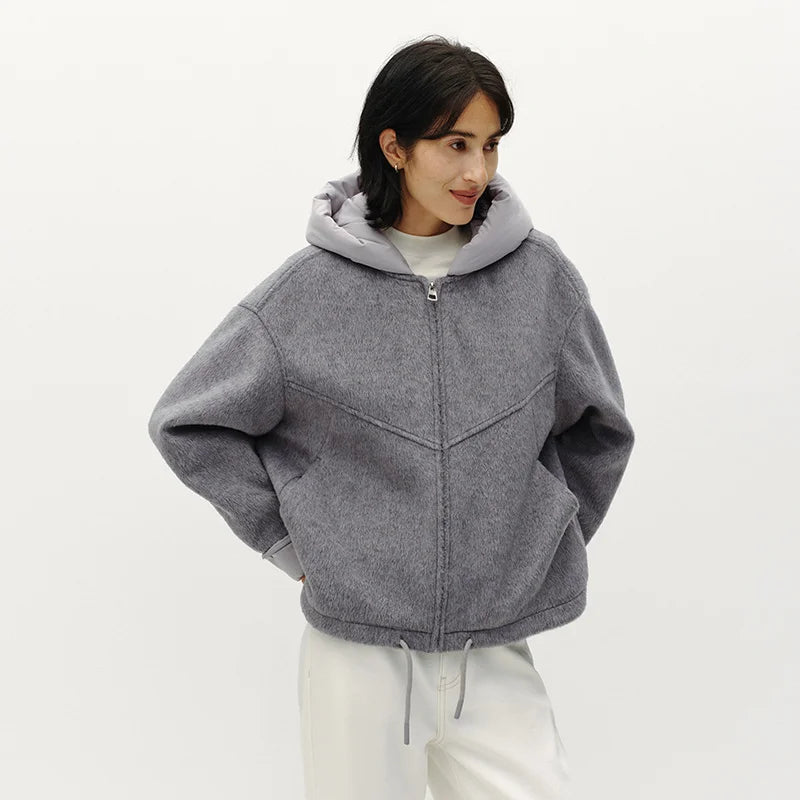 Semir Women Jacket PU Faux Leather Faux Shearling Panelled Design Oversized Fit 2026 Winter Comfort Fit Warm Outerwear