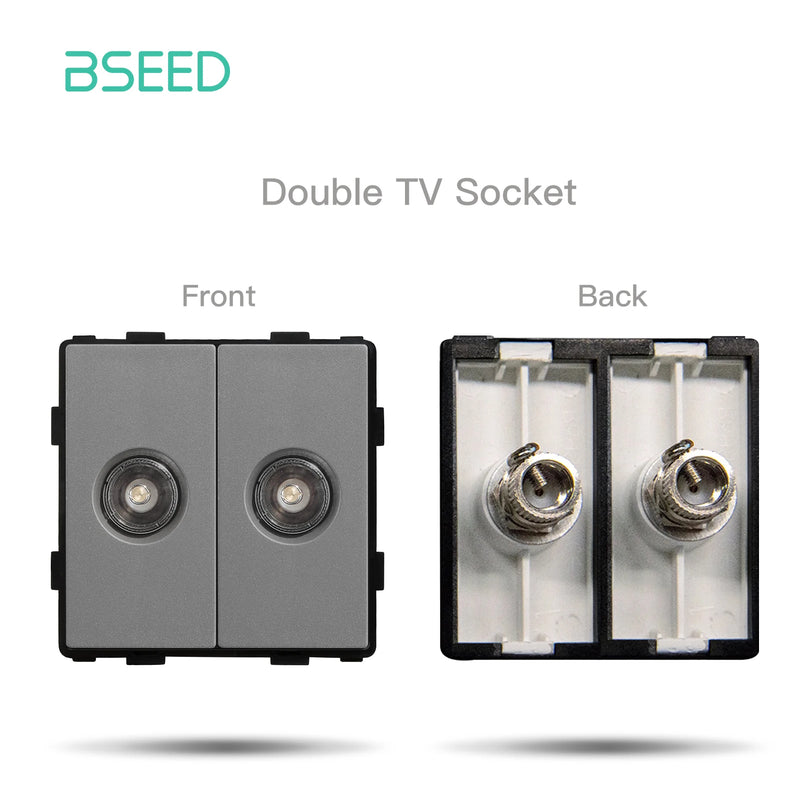 BSEED Wall Switch Panel Part Dual USB Socket TV Internet RJ45 Satellite Function Parts EU Socket DIY Part Only Free Combination