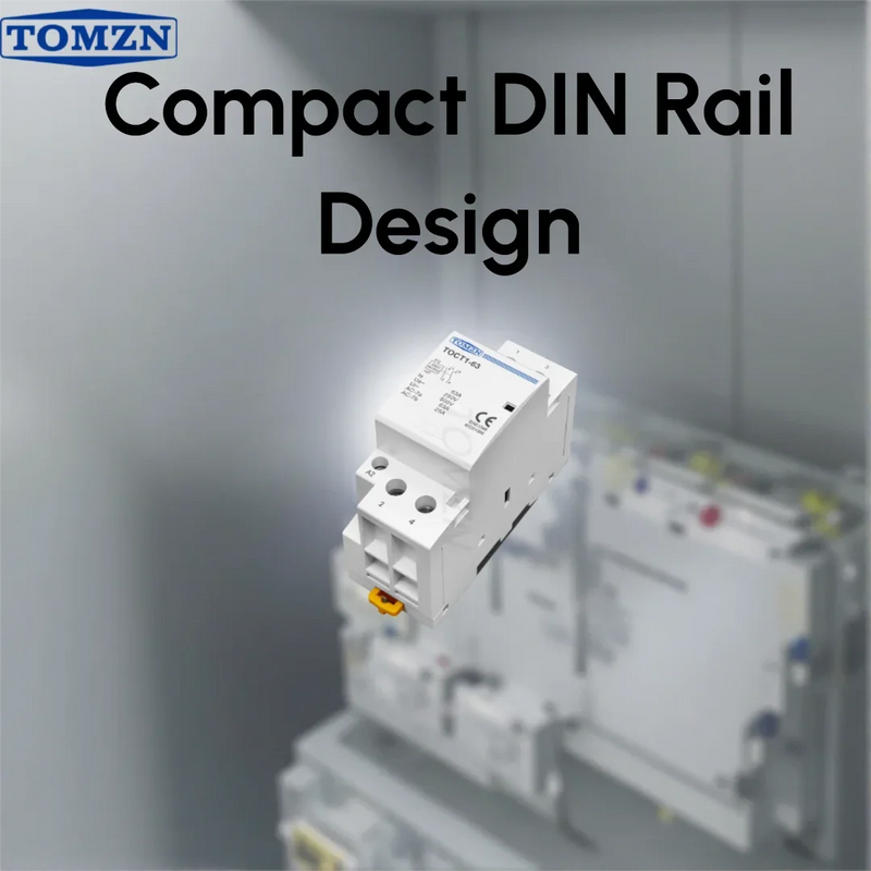 TOMZN 63A Single-Phase Din Rail Contactor – Control: AC/DC 24V/110V/230V, Main: 230V AC, Contacts: 2NO2NC or 1NO1NC