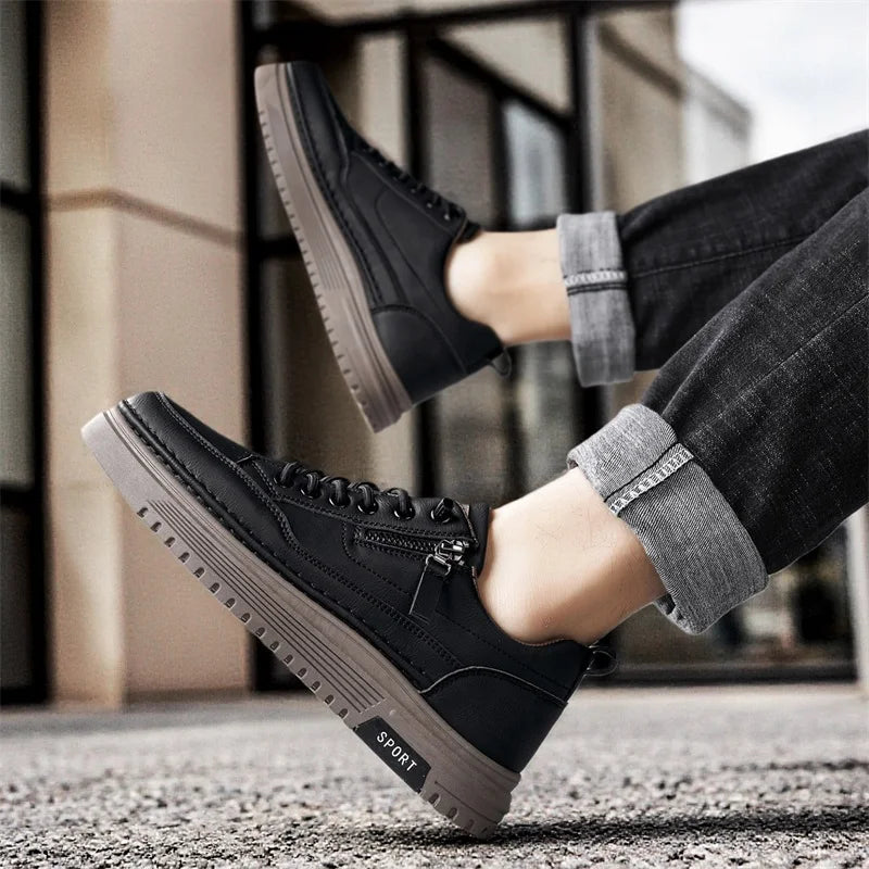 Men's Thick sole casual shoes spring new breathable soft-sole anti-slip outdoor walking shoes white flat shoes sports board shoe