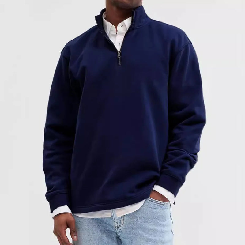 Men's Half-Zip Knit Hoodie – Soft Gray Pullover with Relaxed Fit, Modern Drop Shoulder Design 13 Colors Available