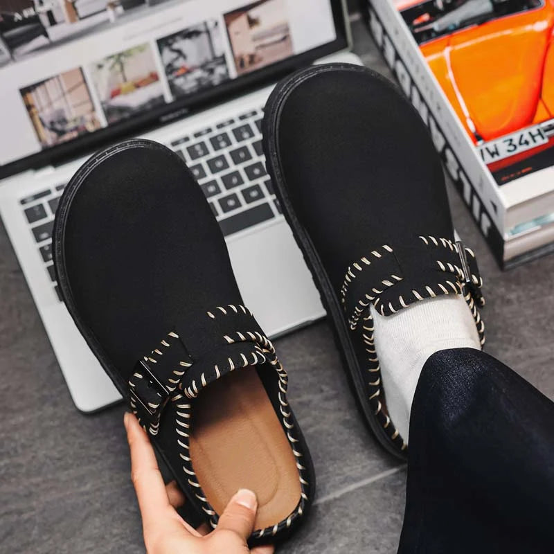 Men's slip on casual shoes summer comfort breathable lightweight outdoor city walking shoes fashion youth sports half slippers