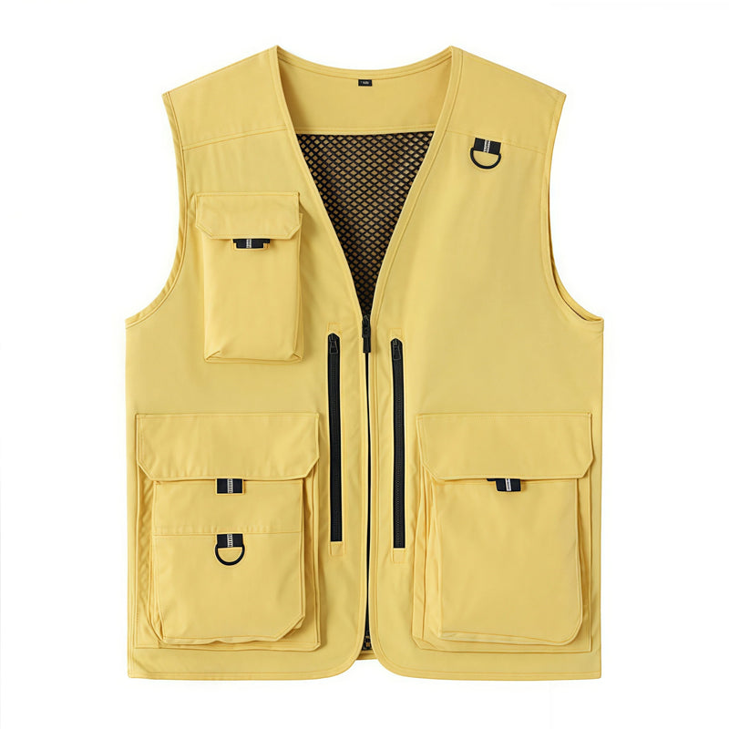Men's and women's same style photography Reporter multi-pocket deep V-neck vest solid color  work clothes team logo uniform