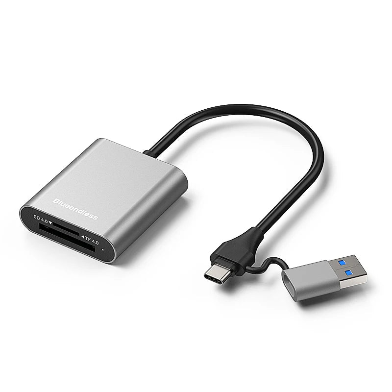 ឧបករណ៍អានកាត Blueendless 312MB/s SD4.0 TF4.0 ឧបករណ៍ភ្ជាប់កាតមេម៉ូរី USB A USB C ទៅ MicroSD TF3.0 សម្រាប់ MacBook Laptop PC iPhone 17/16/