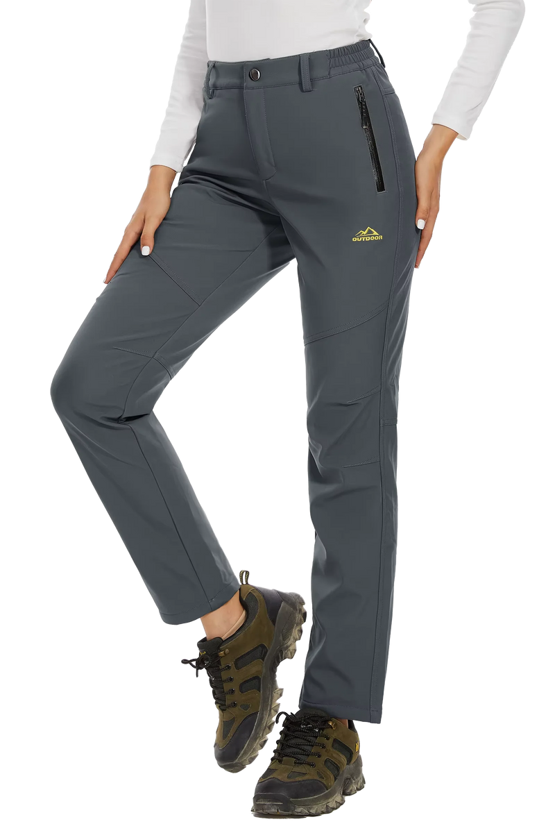 TACVASEN Women's Winter Ski Snow Softshell Fleece Lining Pants Hiking Trekking Mountain Trousers Cargo Warm Work Zipper Pockets