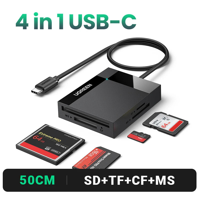 UGREEN Card Reader 2-in-1 USB3.0 USB-C OTG to SD Micro SD TF Card for Laptop PC Windows Linux Cardreader Memory Card Adapter