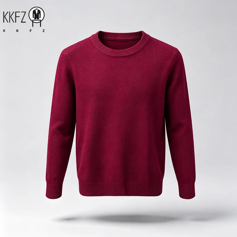 Male Urban Casual Crew Neck Knit Pullover Long Sleeve Ribbed Hem And Cuff For City Commute Street Leisure Cold Season Look
