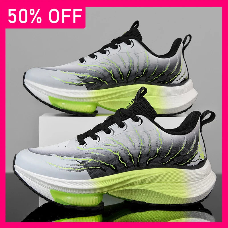 Unisex Sports Shoes Breathable Thick Sole Shock Absorption Professional Running Training Shoes Fashionable Lace Up Sports Shoes