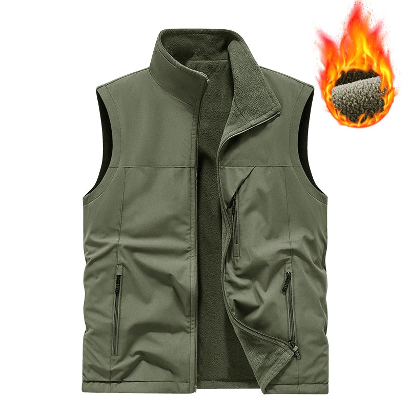 2026 New Autumn Winter Warm thickened fleece double-sided  slim fit vest Men's Vest Jacket  Outerwear Casual Style Daily