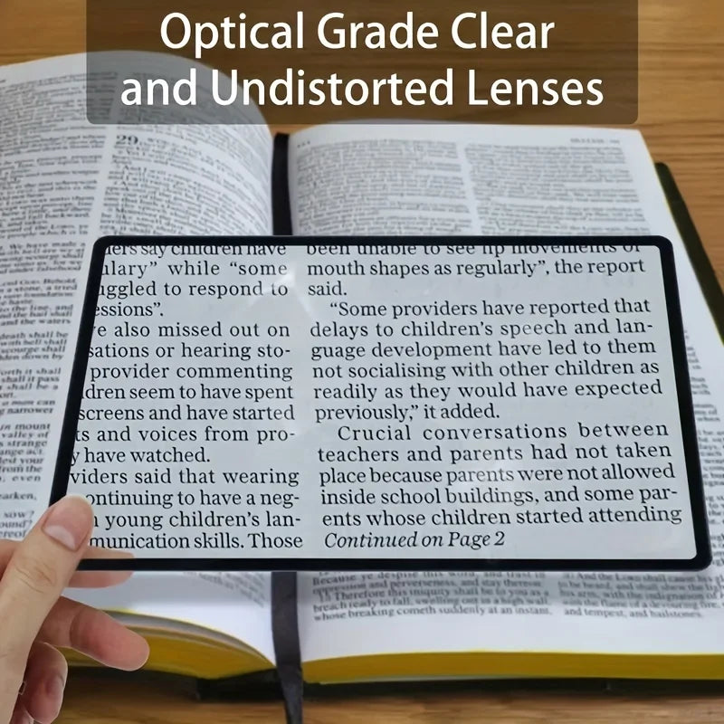 1pc Ultra thin magnifying glass, transparent magnifying glass, suitable for reading books, reading tool magnifying glass.