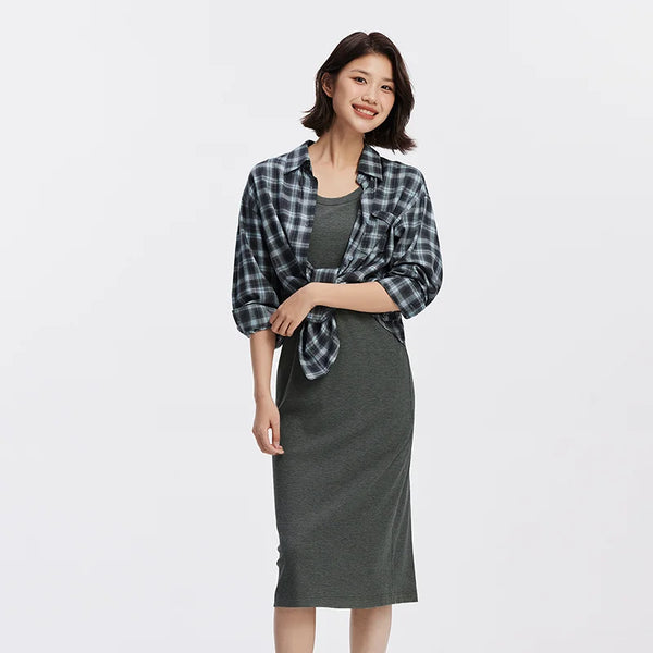 រ៉ូបស្ត្រី Semir ករាងអក្សរ U អាវកាក់មីឌី អាវពីរដុំ រចនាប័ទ្មធ្វើដំណើរធម្មតា សម្លៀកបំពាក់រដូវស្លឹកឈើជ្រុះ សម្រាប់ពាក់ប្រចាំថ្ងៃក្នុងទីក្រុង ឆ្នាំ២០២៦