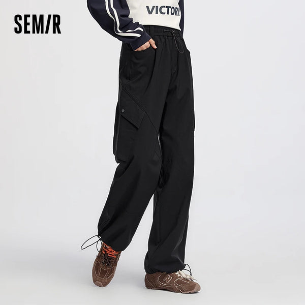 ខោ Semir សម្រាប់នារី មានខ្សែចង ជើងធំទូលាយ រលុង សម្រាប់ពាក់ក្រៅផ្ទះ ខោ Cargo ធម្មតា ស្លៀកប្រចាំថ្ងៃ 2026