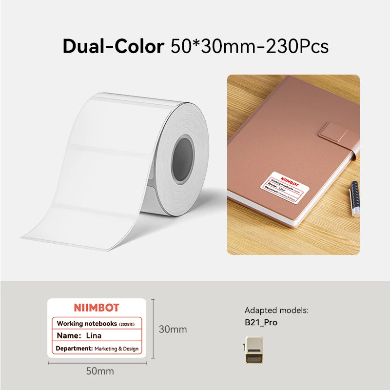 NiiMbot B21 Pro Thermal Printer Red Black Label Paper 300 DPI High-definition Printing Sticker for Warning Signs Supermarket