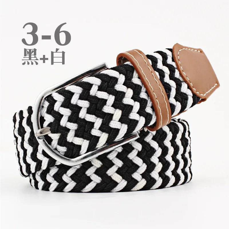 105cm Stretch Woven Belt, Unisex Canvas Belts Fashion Casual Student Belt Women Cinturon Male Waistband.