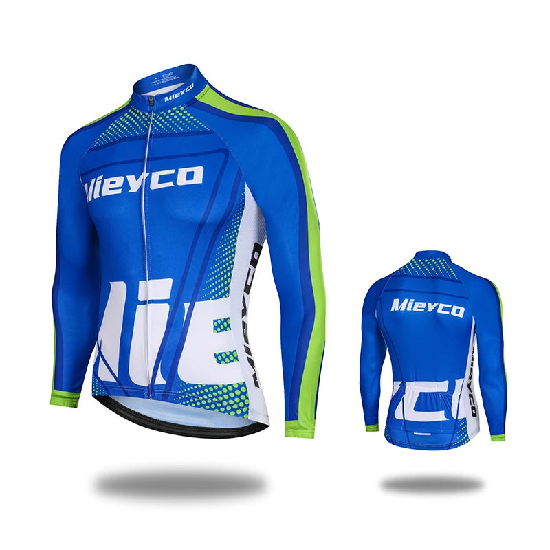 Men's Long Sleeve Cycling Jersey Quick Dry Breathable UV Protection MTB Road Bike Shirt Spring Autumn Racing Sportswear