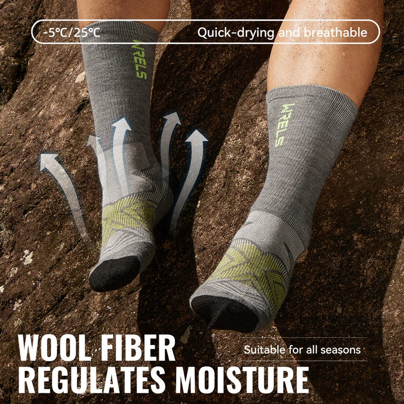 WRELS 1/2/3pairs Merino Wool Socks Hiking Socks Breathable Cushion Sweat Wicking Running Warm Thermal Compression Wool Socks