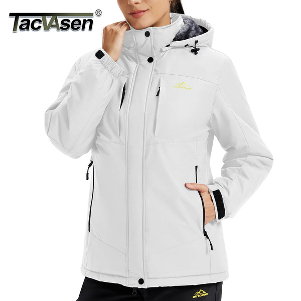TACVASEN Winter Fleece Lined Warm Waterproof Ski Coat Womens Windproof Outerwear For Hiking And Fishing Jackets With 5 Pockets
