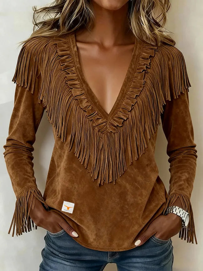 Women's Brown Long-sleeve Collared Shirt with A Slight Stretch, Made of Corduroy Fabric; Available in White or Gray.