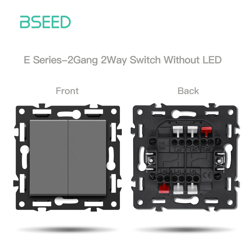 BSEED 1/2Gang Wall Light Switch With LED 65W EU Socket Module Part ST TV Internet Socket Part Glass Frame Free Comnbination