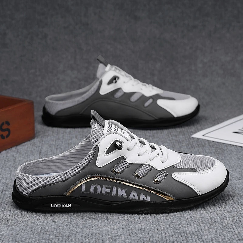 Men's plus size casual mesh slippers summer breathable non-slip walking shoes fashion Baotou comfortable outdoor sports sandals